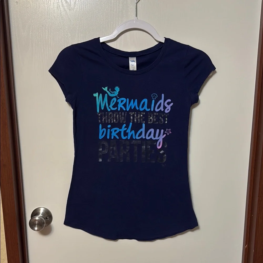 Justice Girl’s Navy Graphic Tee with Mermaid Theme Size 12
